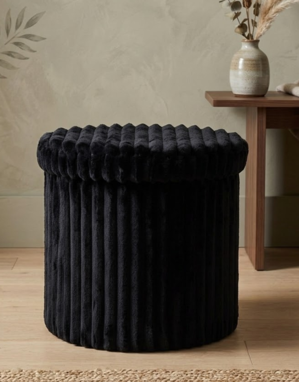 Luxury Ribbed Velvet Round Storage Box