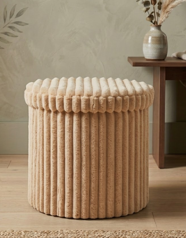 Luxury Round Ribbed Velvet Round Storage Box