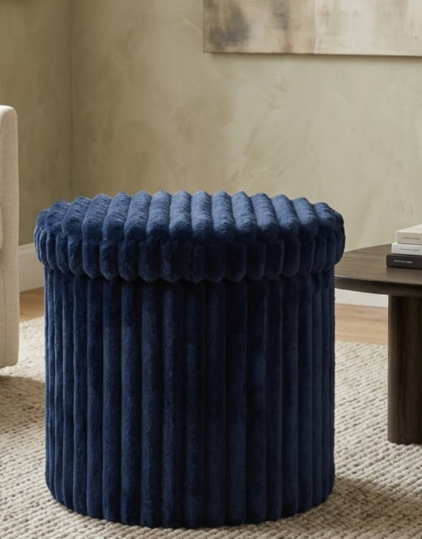 Luxury Round Ribbed Velvet Round Storage Box
