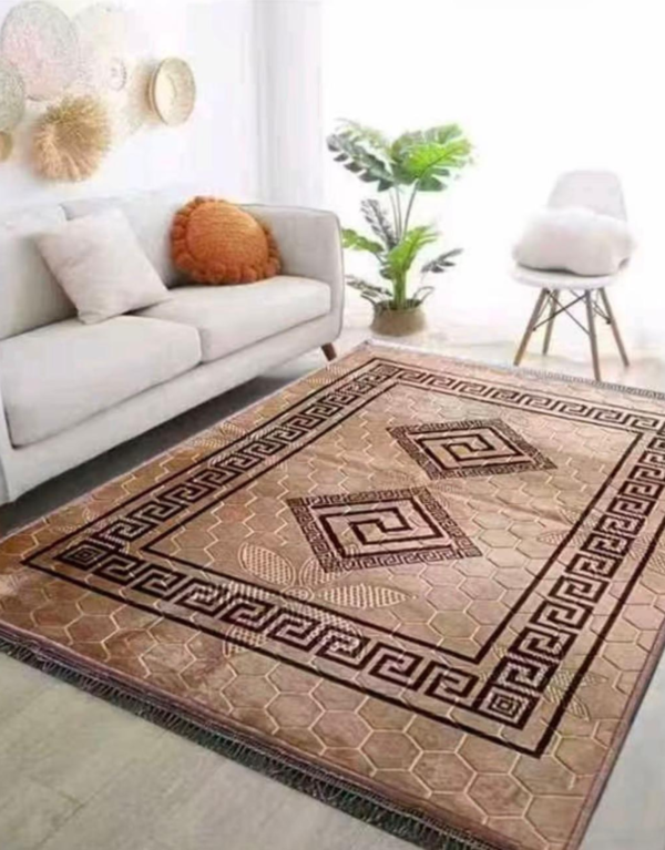 Brown/Gold Greek Style Large Living Room Rugs Non Slip Area Rug