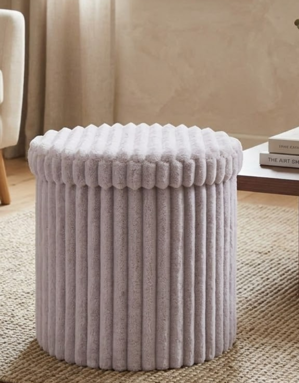 Luxury Round Ribbed Velvet Round Storage Box