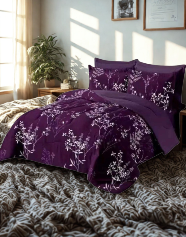 Purple Color 4 Pcs Luxury Microfiber Bedding Set
