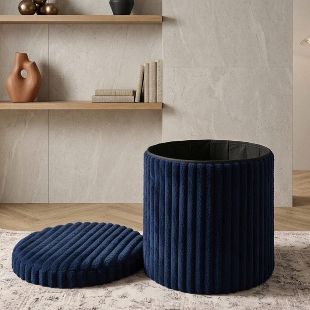 Round Storage Extendable Luxury Round Ribbed Velvet Round Storage Box - homelyfy.co.uk