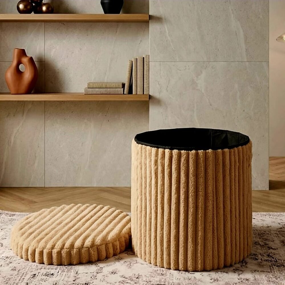 Round Storage Extendable Luxury Round Ribbed Velvet Round Storage Box - homelyfy.co.uk