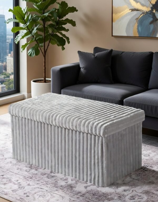 Stunning Ribbed Velvet Ottoman Storage Box
