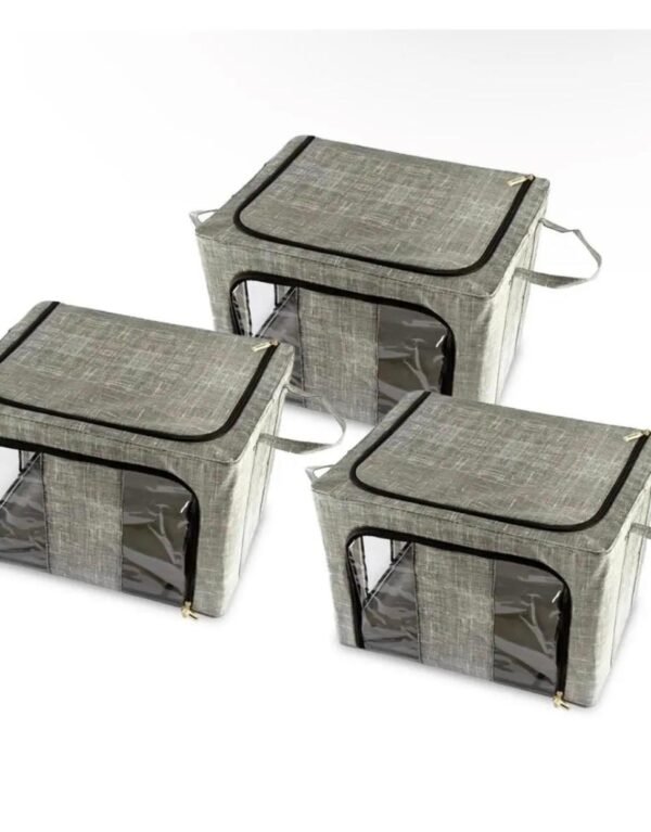 FOLDABLE STORAGE BOX SET OF 3 Organiser Stainless frame – Homelyfy UK