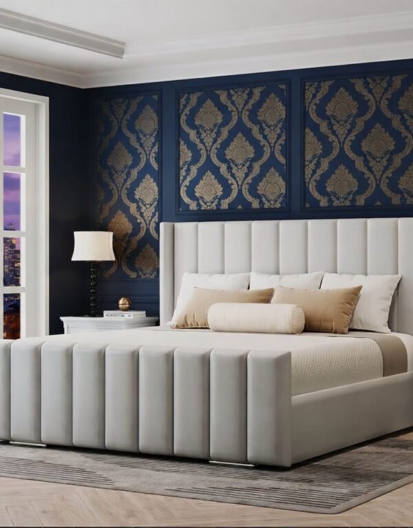 Ottoman Plush Velvet Bed with Mattress | Plush Headboard Bed Frame – Homelyfy UK