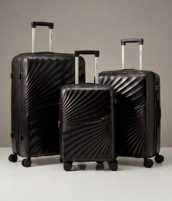 Luxury 3‑Piece Hard Shell Luggage Set – Lightweight, Durable & Stylish (Black)