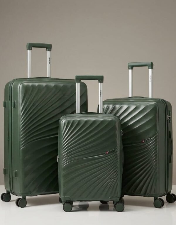 Luxury 3‑Piece Hard Shell Luggage Set – Lightweight, Durable & Stylish (Dark Green)
